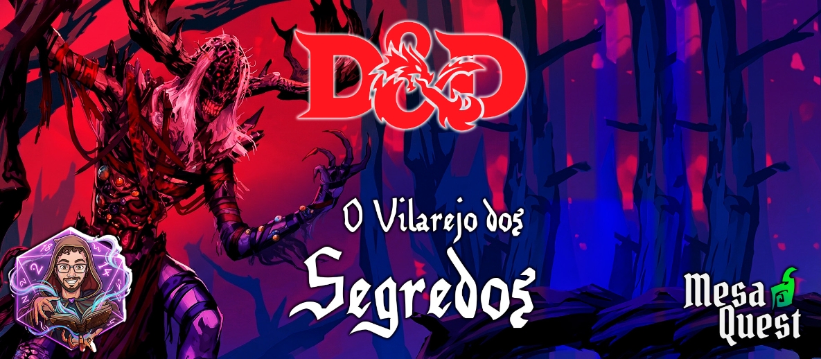 Banner da mesa de RPG: O Vilarejo dos Segredos - Mine Campanha 4 sessões