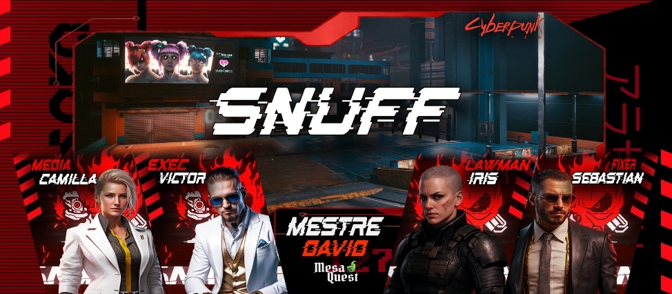 Banner da mesa de RPG: Aprendendo Cyberpunk RED: SNUFF