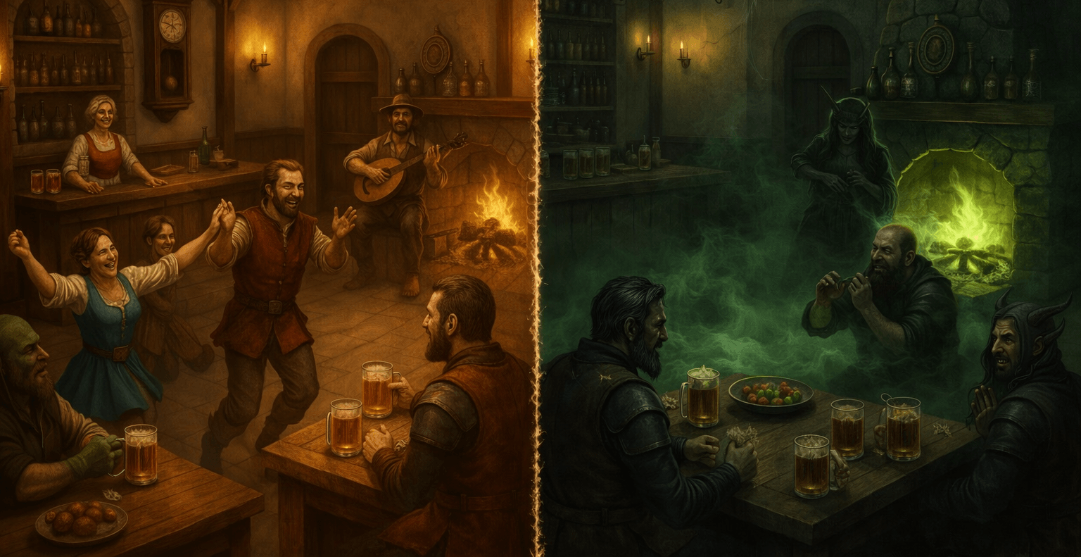 Banner da mesa de RPG: Uma noite no Javali Vermelho