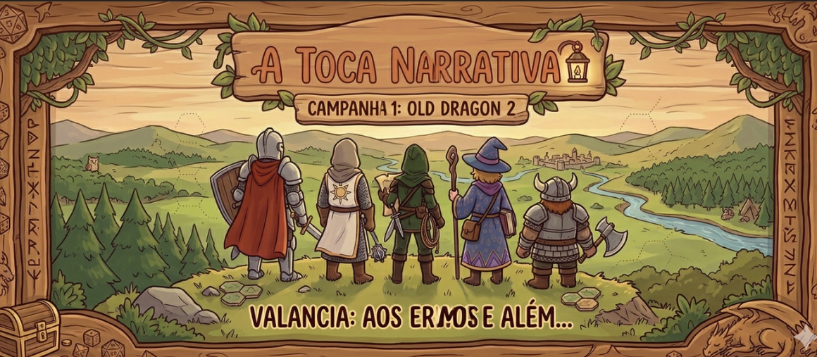 Banner da mesa de RPG: A Toca Narrativa: Uma aventura Sandbox
